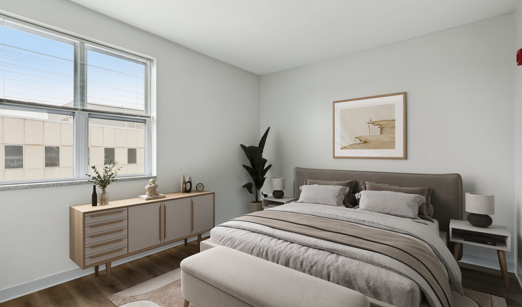 bright windows in large bedroom