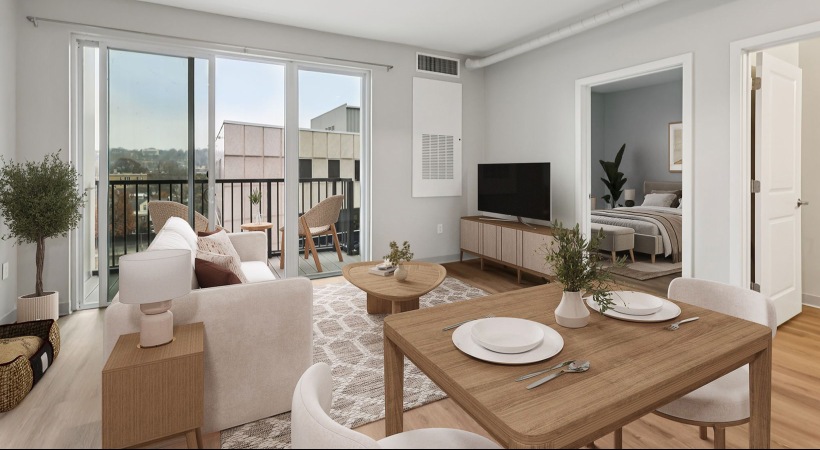 open concept apartment interiors