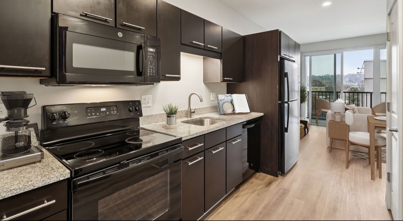 spacious kitchen with under cabinet lighting